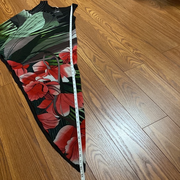 Angelo Tready wear sheer women’s asymmetrical blouse top floral bold front M - Picture 9 of 11